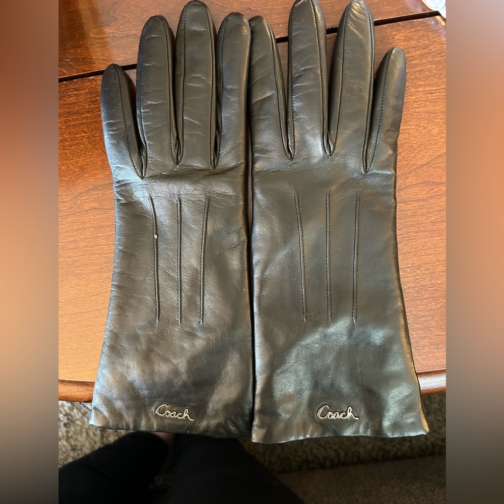 Coach Black Leather Gloves